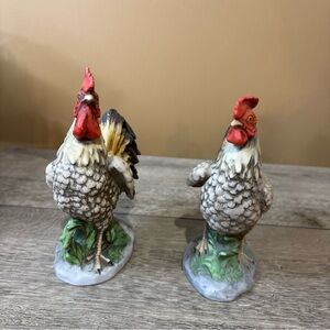 Homco Hen Rooster 2 figurines #1446  #1445 Country Decor 3B